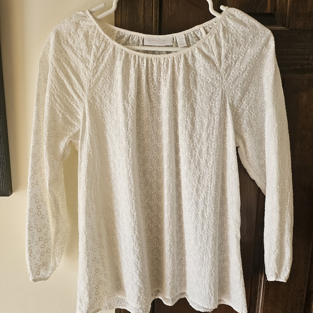 White Cotton Peasant Top